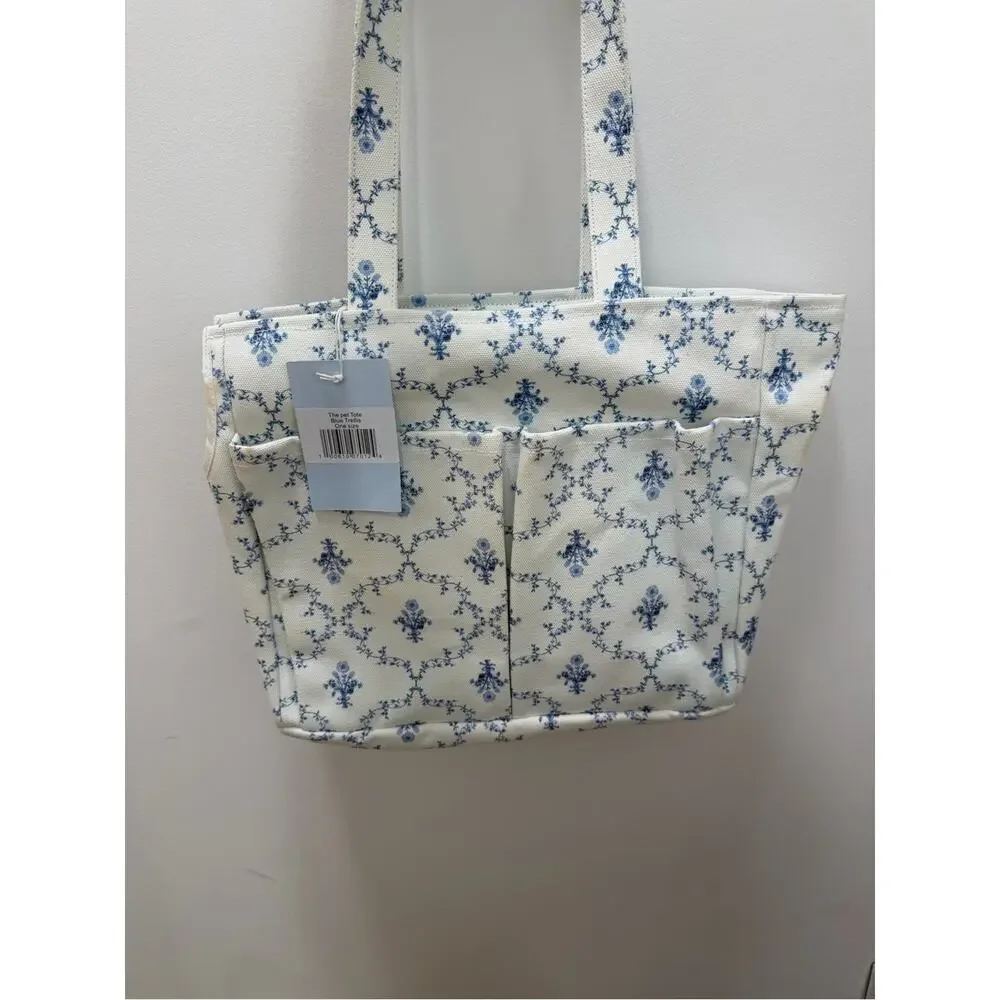 NWT Rare Hill House Pet Tote in Blue Trellis